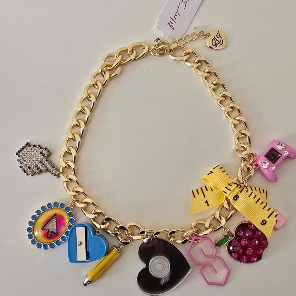 New Betsey Johnson School Supply Charm Necklace - Picture 6 of 11